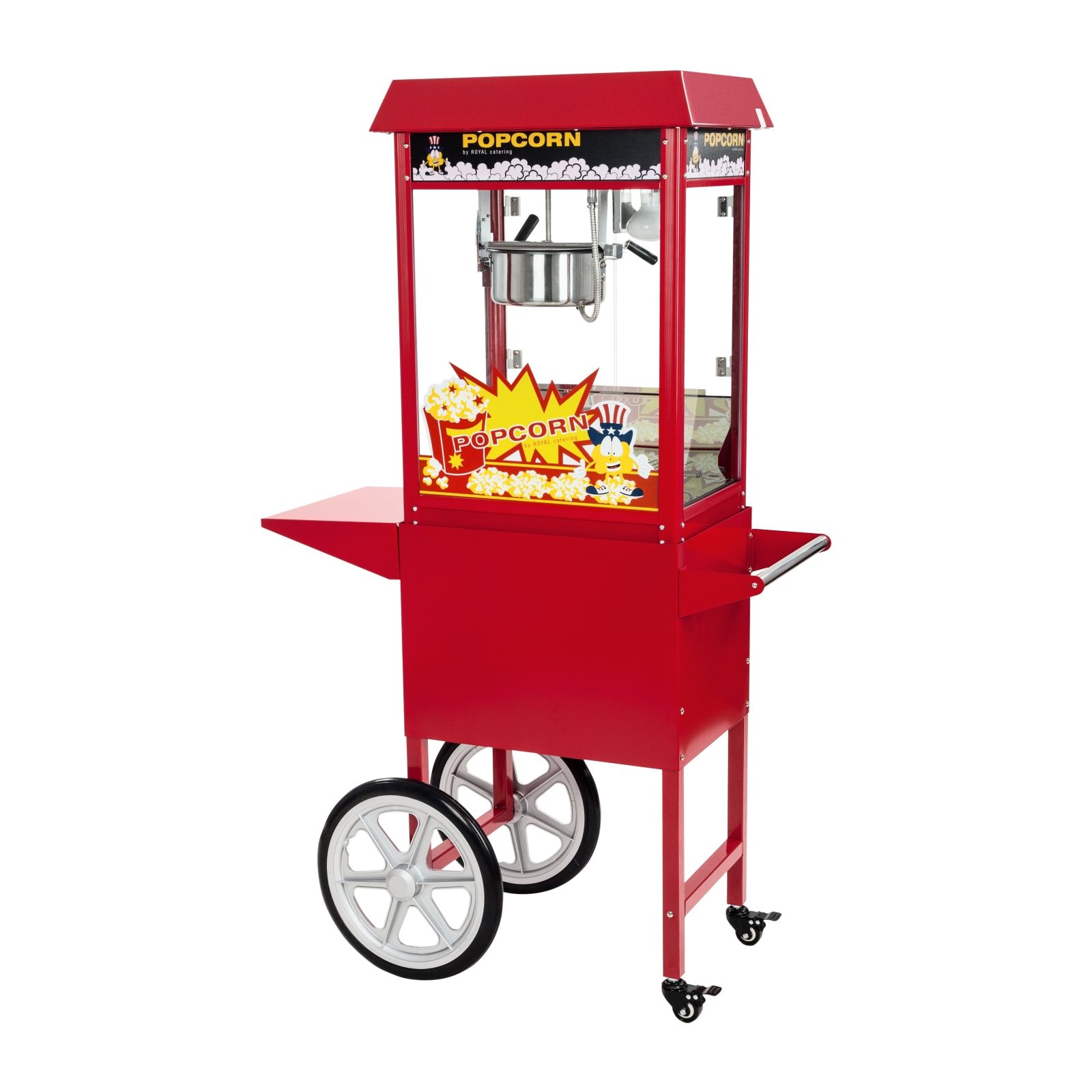 Royal Catering Stroj na popcorn s vozíkem - červený RCPW-16E