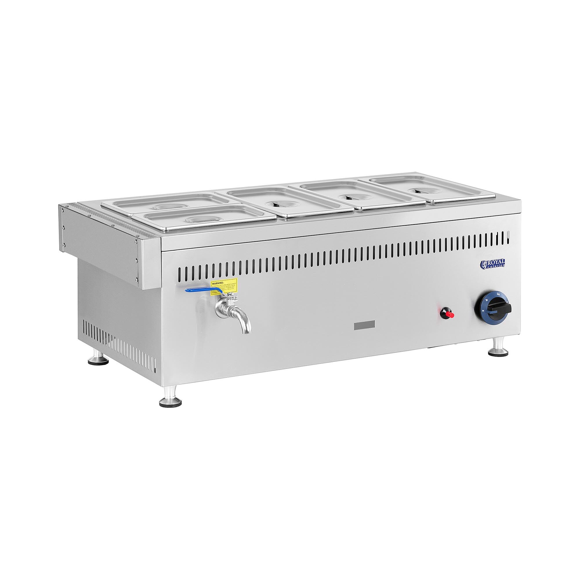 Royal Catering Plynová vodní lázeň - 3 300 W - GN 3 x 1/3 + 2 x 1/4 - 0,03 bar - G31 RC-BMG6637