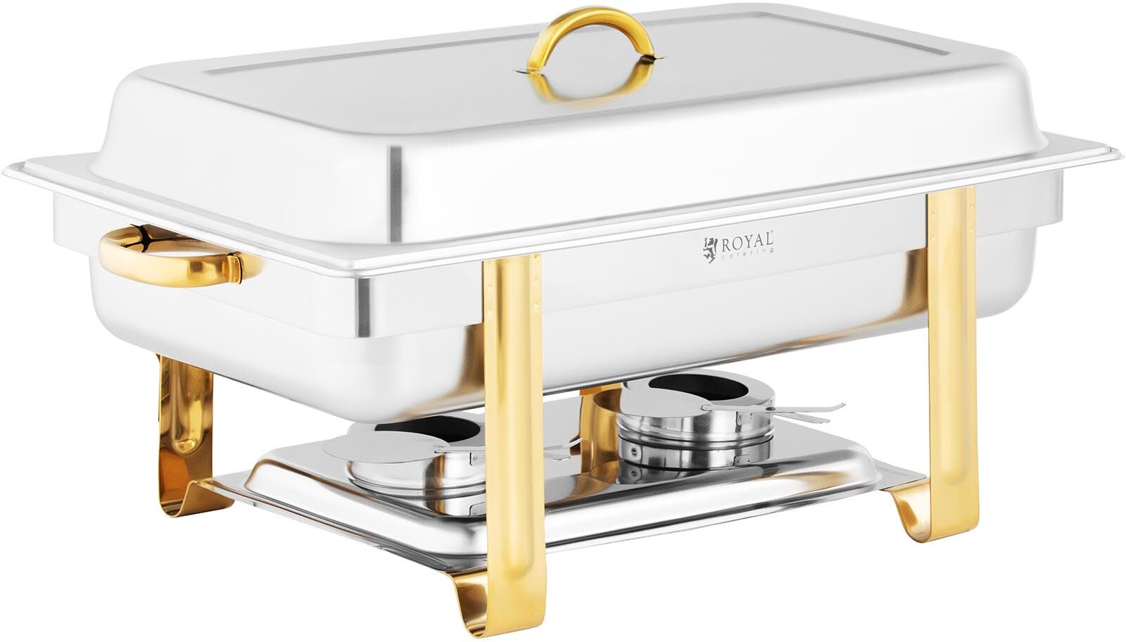 Royal Catering Chafing dish – GN 1/1 – zlaté akcenty – 9 l – 2 x palivový článek – Royal Catering RCCD-RT16_9L