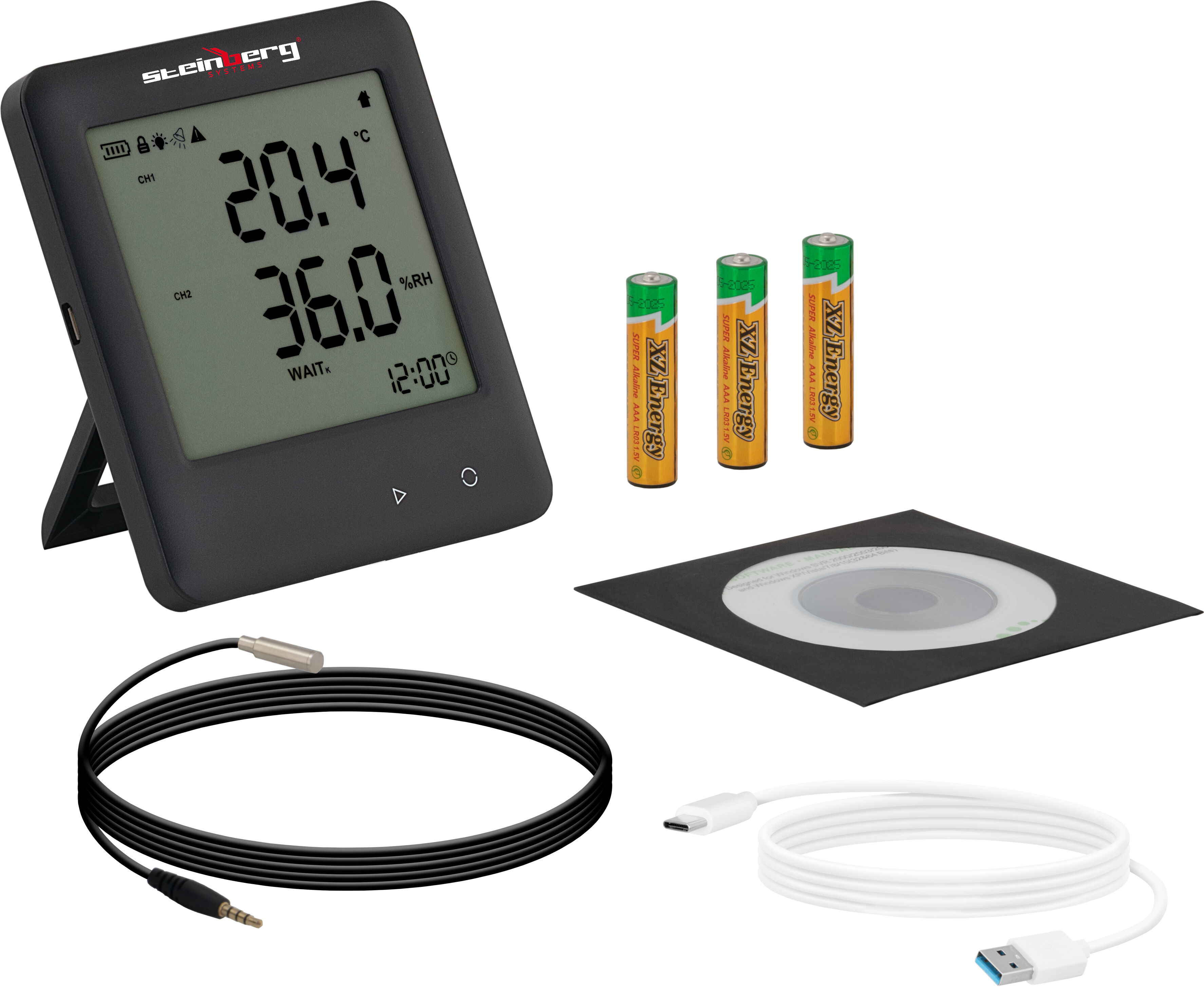 Steinberg Systems Datalogger teploty - LCD - -30 až +60 ° C - 0 až 100 % Rh - 1 externí čidlo SBS-DL-65E