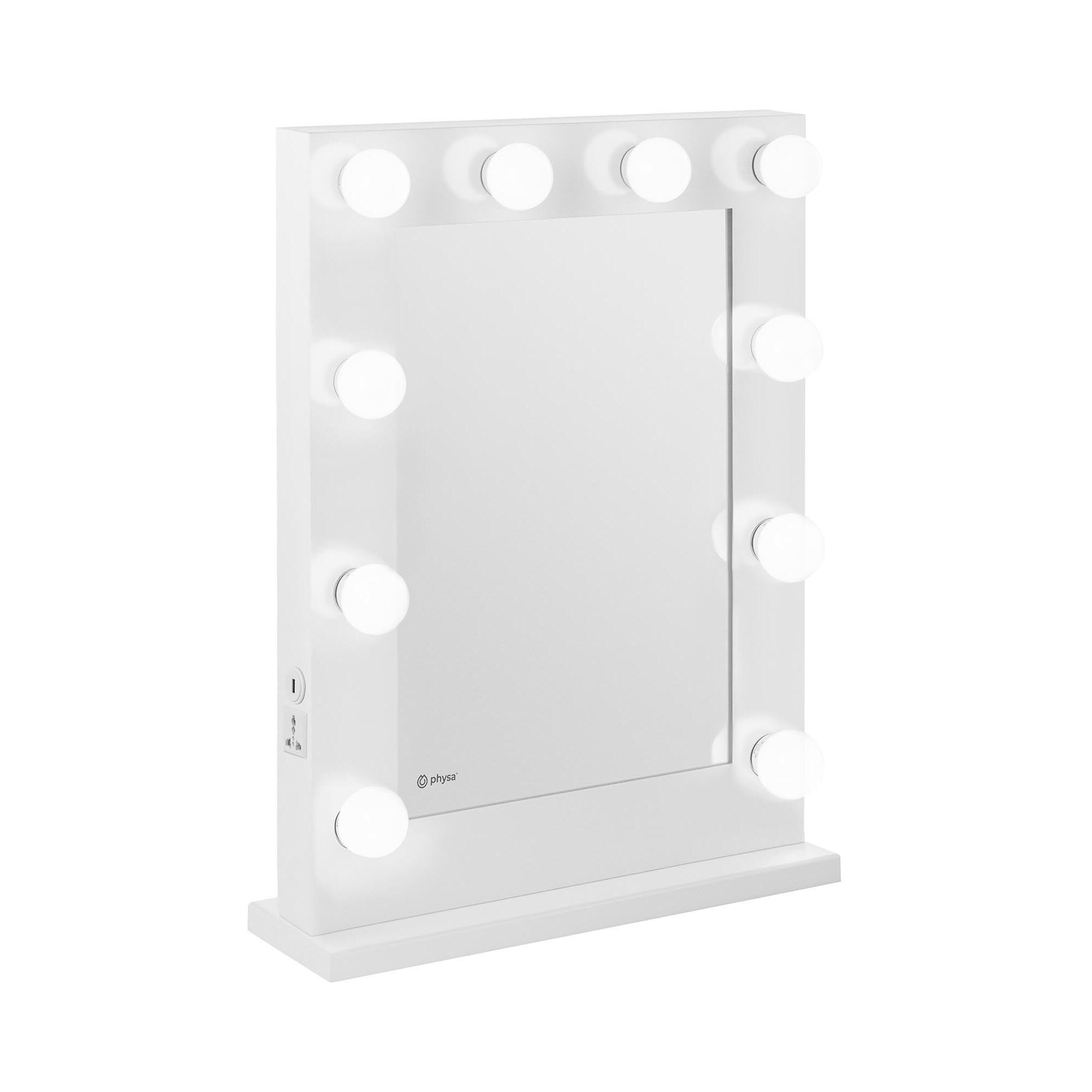 physa Hollywoodské zrcadlo - bílé - 10 LED diod - hranaté PHY-CM-9 WHITE