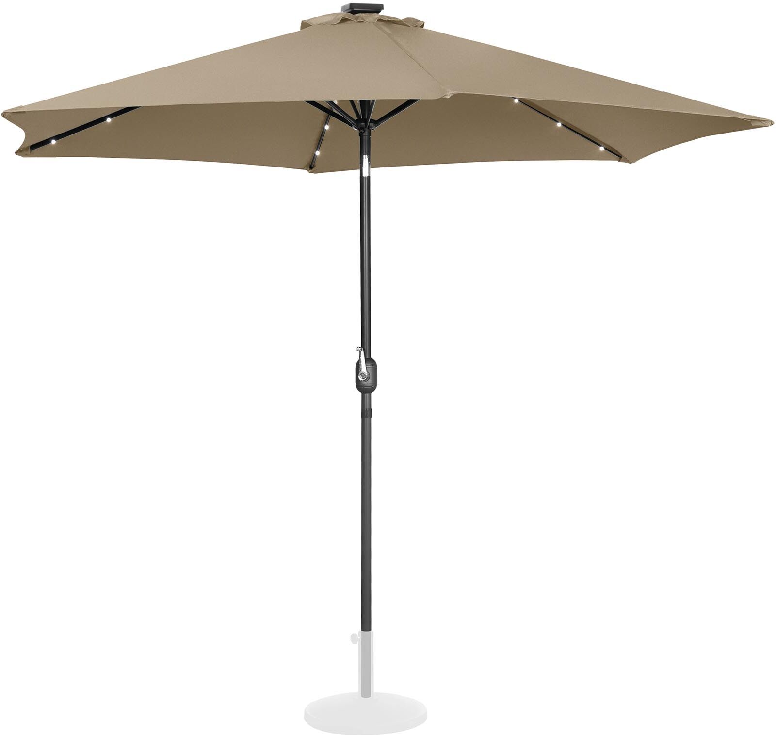 Uniprodo Slunečník s LED osvětlením - světlehnědý - kulatý - Ø 300 cm - s náklonem UNI_UMBRELLA_TR300TAL