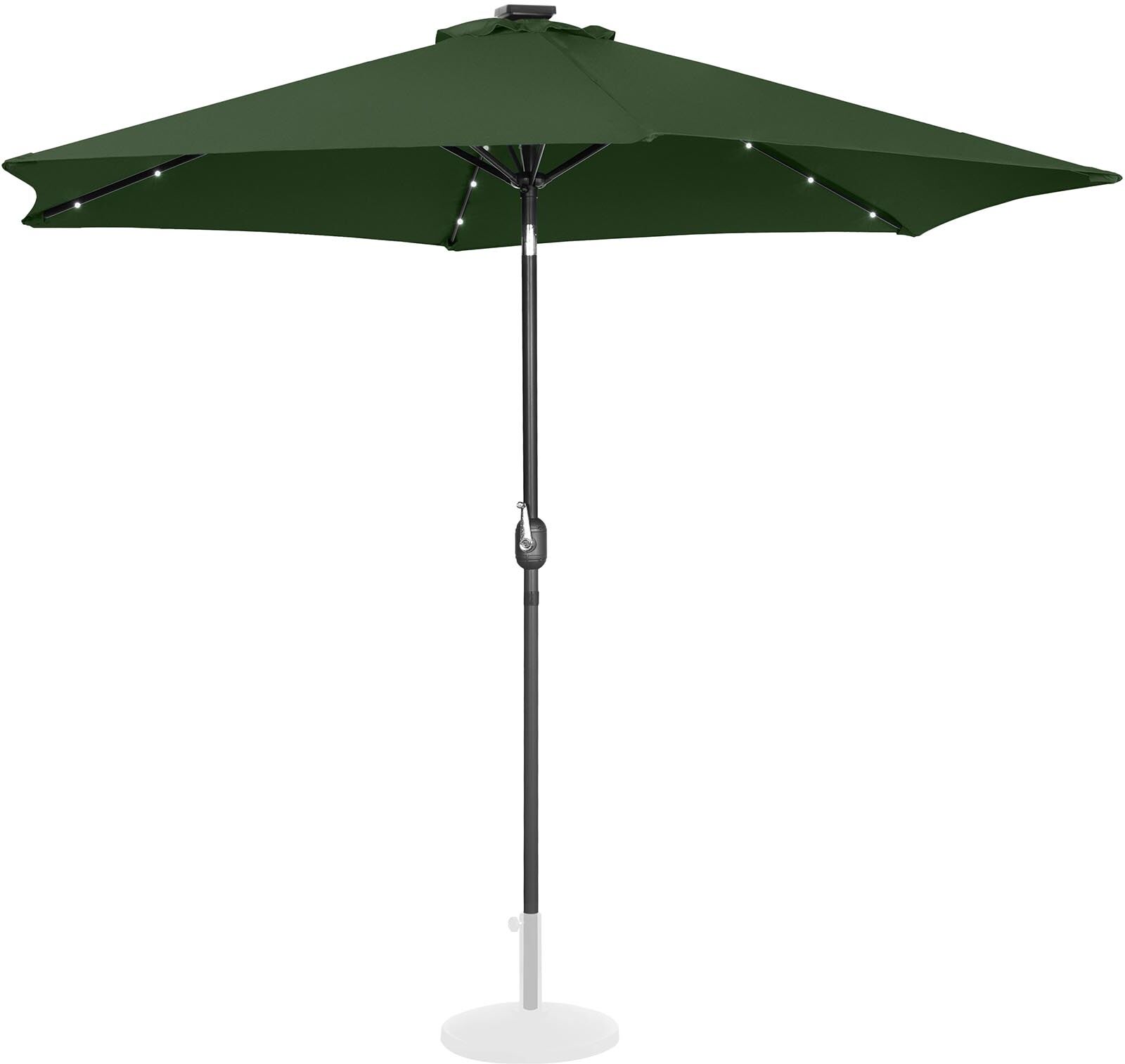 Uniprodo Slunečník s LED osvětlením - zelený - kulatý - Ø 300 cm - s náklonem UNI_UMBRELLA_TR300GRL