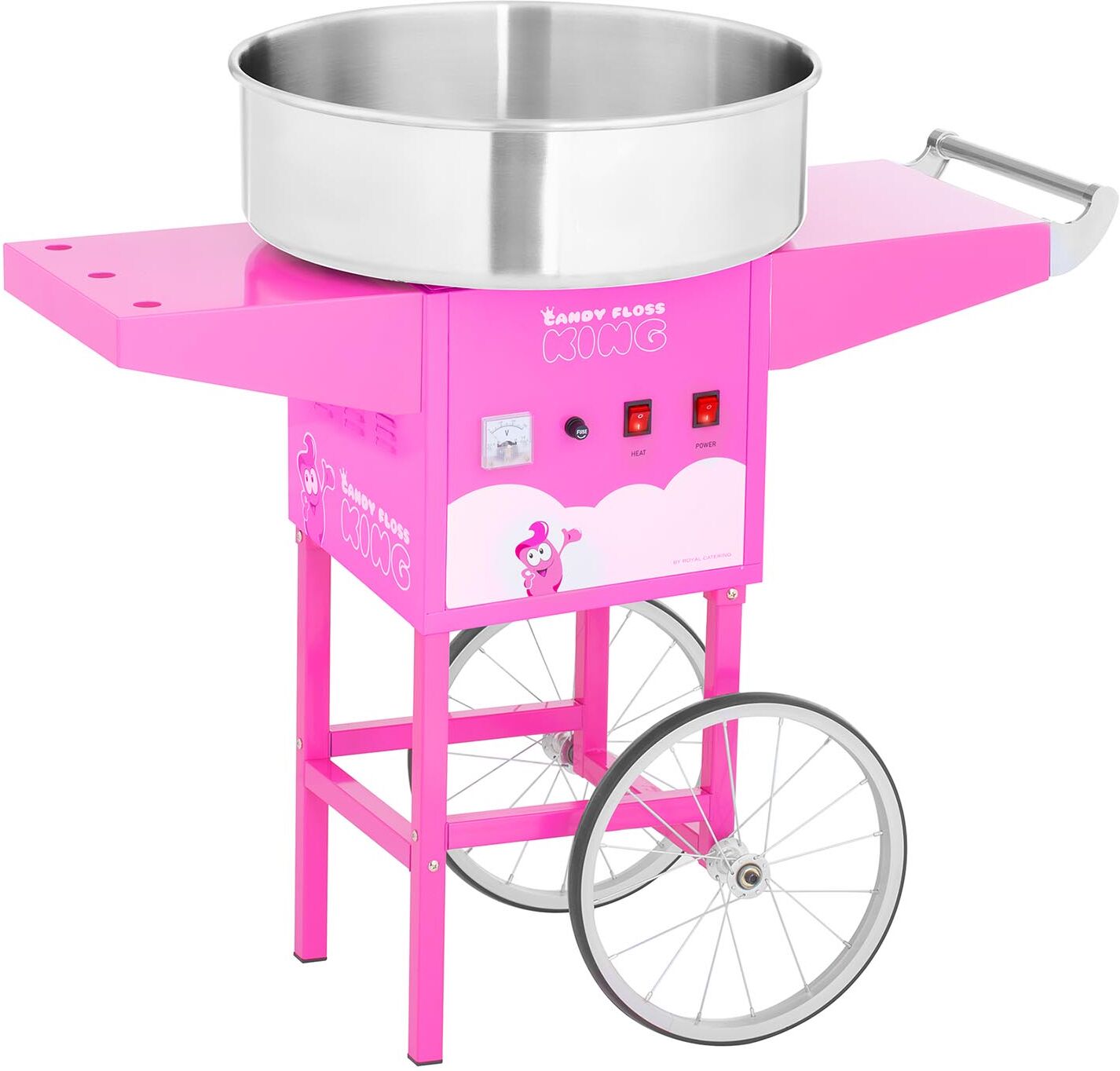 Royal Catering Zuckerwattemaschine mit Wagen - 52 cm - 1.200 W - pink 10011085