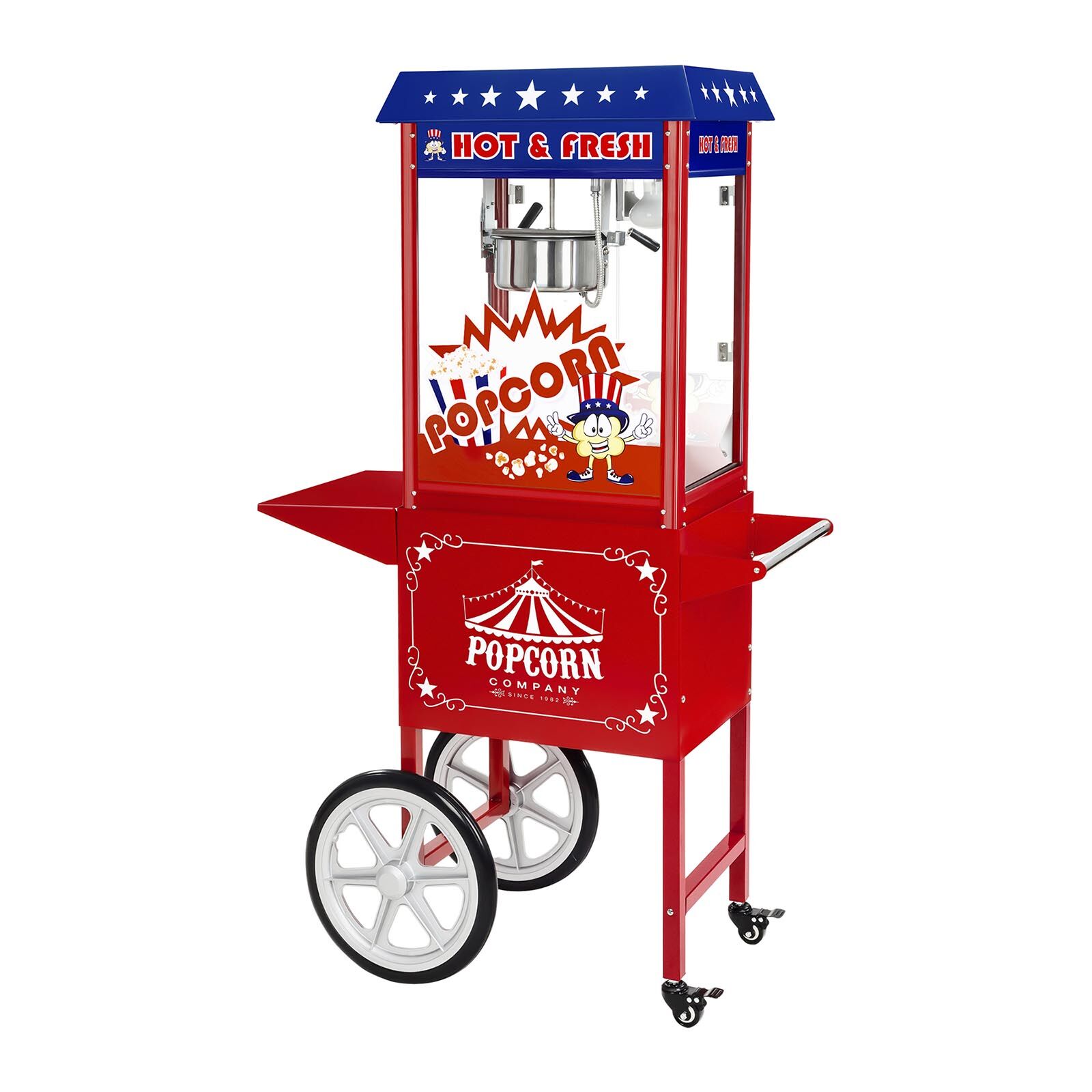Royal Catering Popcornmaskine med vogn - USA-design - rød