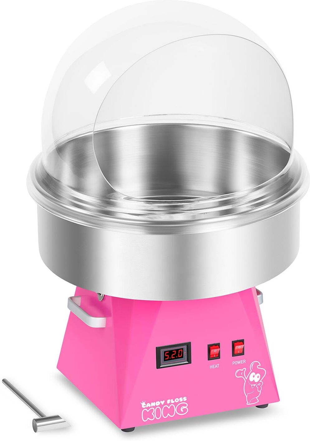 Royal Catering Candyfloss-maskine m. beskyttelseskuppel - 52 cm - pink