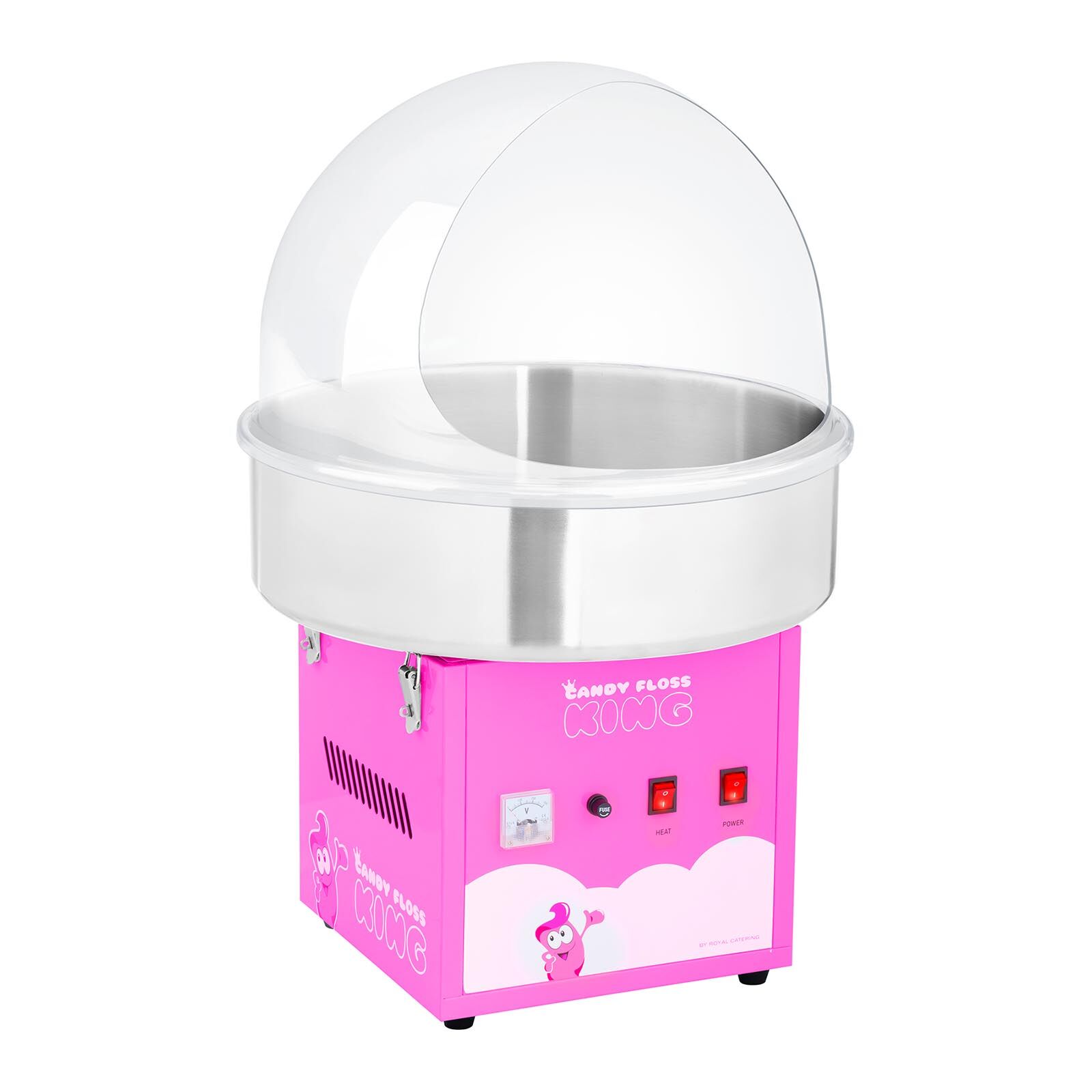 Royal Catering Candyfloss-maskine - inkl. beskyttelseskuppel - 52 cm - 1.200 W - pink