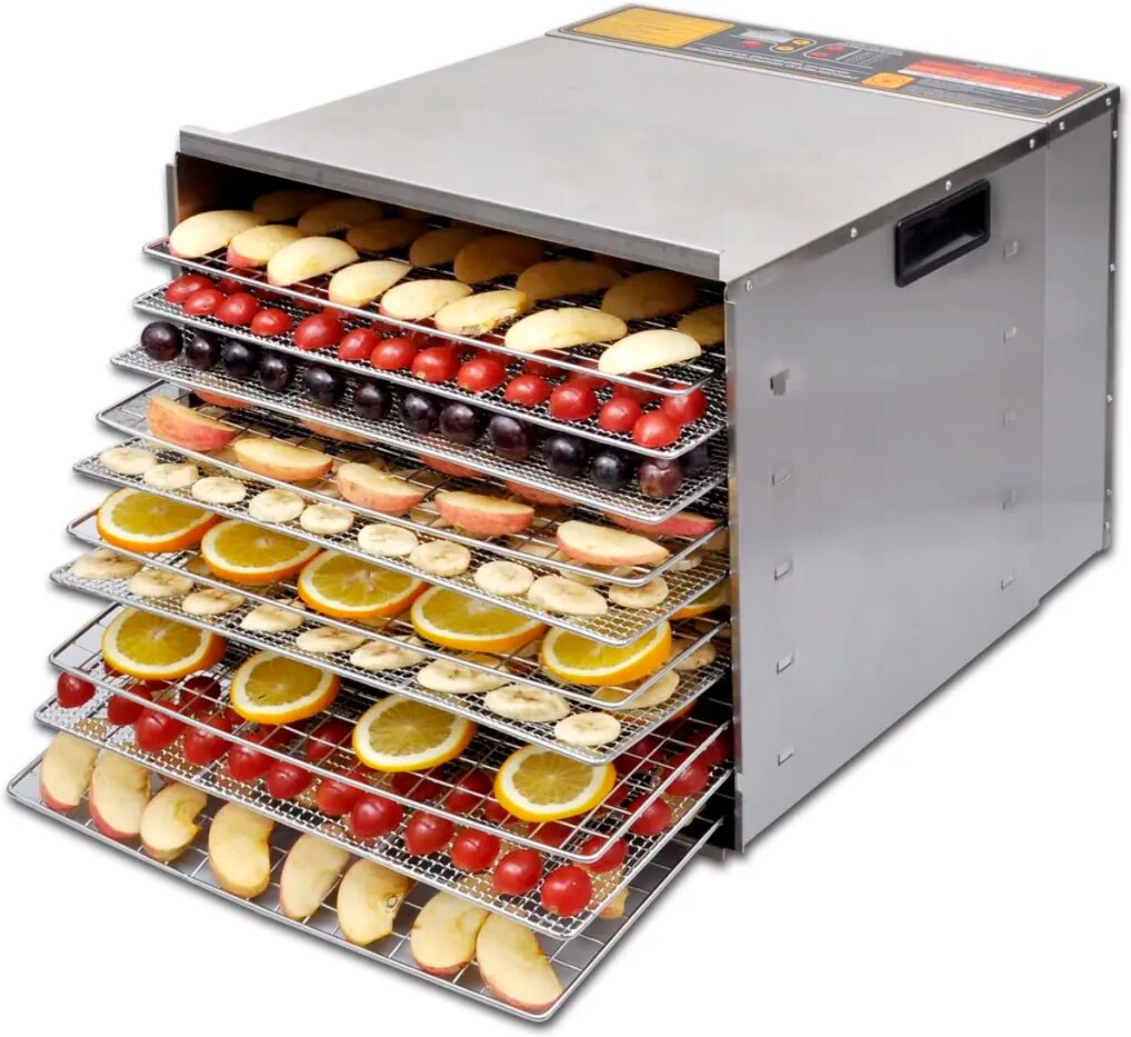 vidaXL Mad dehydrator med 10 Bakker - rustfrit stål