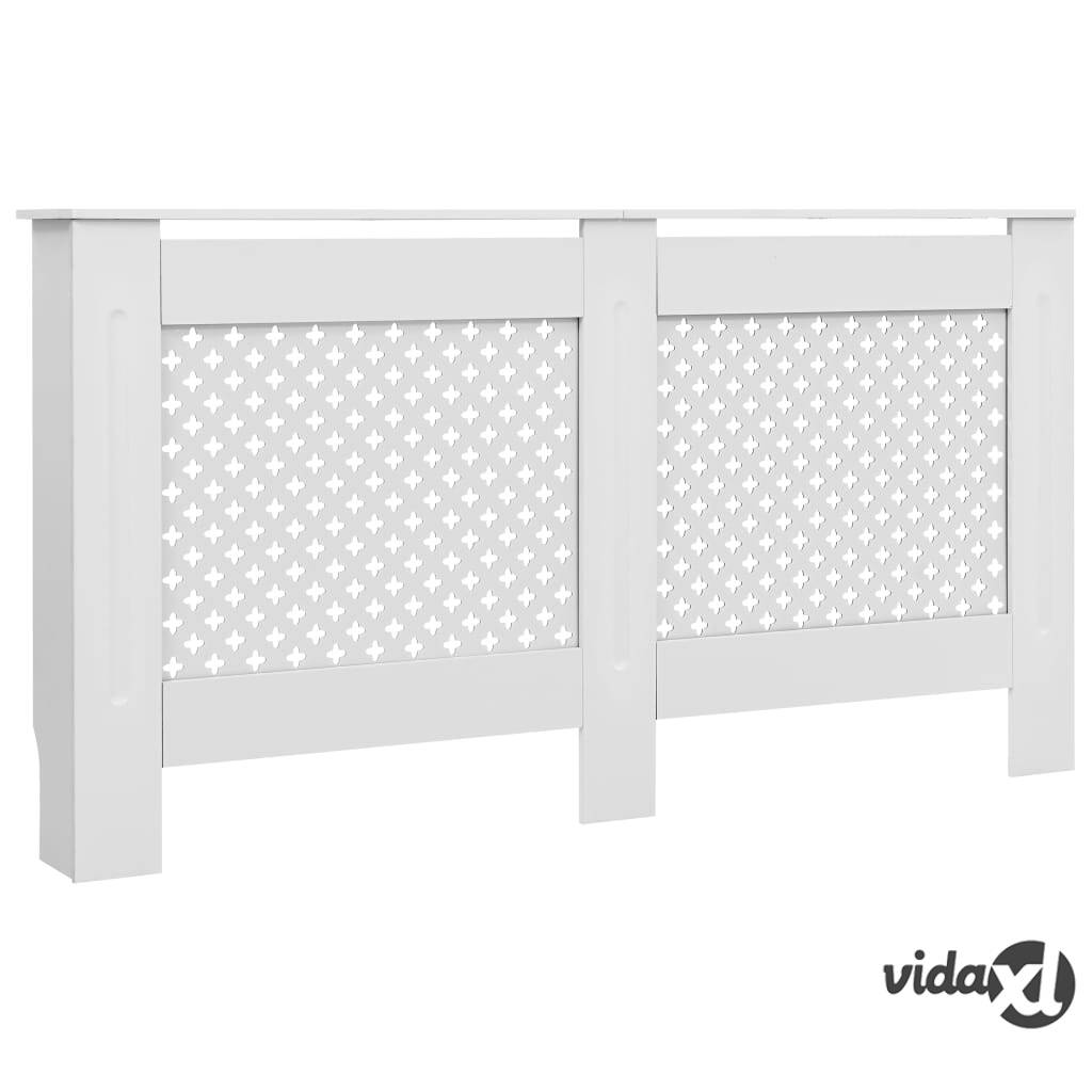 vidaXL Lämpöpatterin suoja MDF 152x19x81,5 cm valkoinen