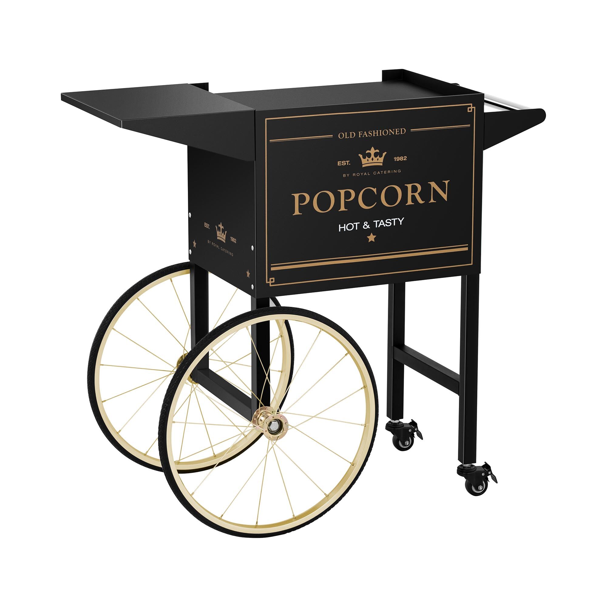 Royal Catering Popcorn-koneen kärry - musta-kulta