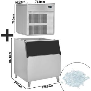 GGM Gastro - Machine a glace en flocons - 390 kg/ 24 h - avec bac de stockage de glace Argent