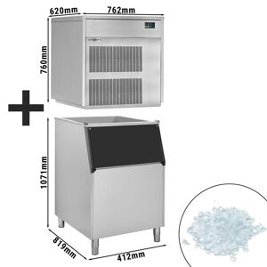 GGM Gastro - Machine a glace en flocons - 390 kg/ 24 h - avec bac de stockage de glace Argent