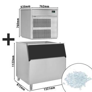 GGM Gastro - Machine a glace en flocons - 390 kg/ 24 h - avec bac de stockage de glace Argent