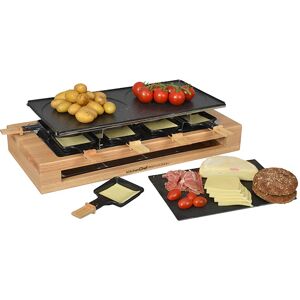 Appareil a raclette Bamboo 8 poelons et 2 double poelons 1500 W KCWOOD.8.MAXI Kitchen Chef Professional [Rouge]