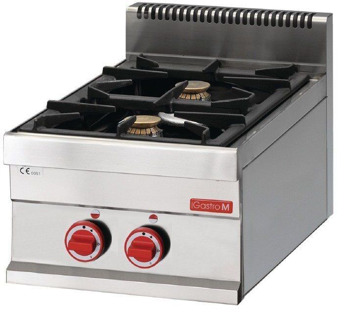 Gastro M Gaskooktoestel Gastro M, 2 branders, 40(b)x28(h)x65(d)cm, 8,6kW, aardgas