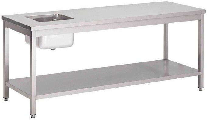 Gastro M Spoeltafel Gastro M, RVS, onderblad, 120(B)x70(D)x85(H)cm, spoelbak links