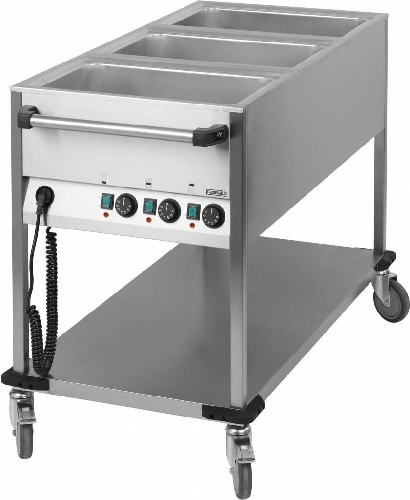 Casselin Bain marie Transportwagen Casselin, RVS, voor 3xGN1/1, 125x90(h)x70cm