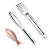 Zasjon Fish Scale Remover Stainless Steel, 2 Pcs Fish Scale Planer Fish Scale Brush Fish Descaling with Long Handle Saw tooth Design for Faster and Easier Fish Scales Skin Removing Peeling