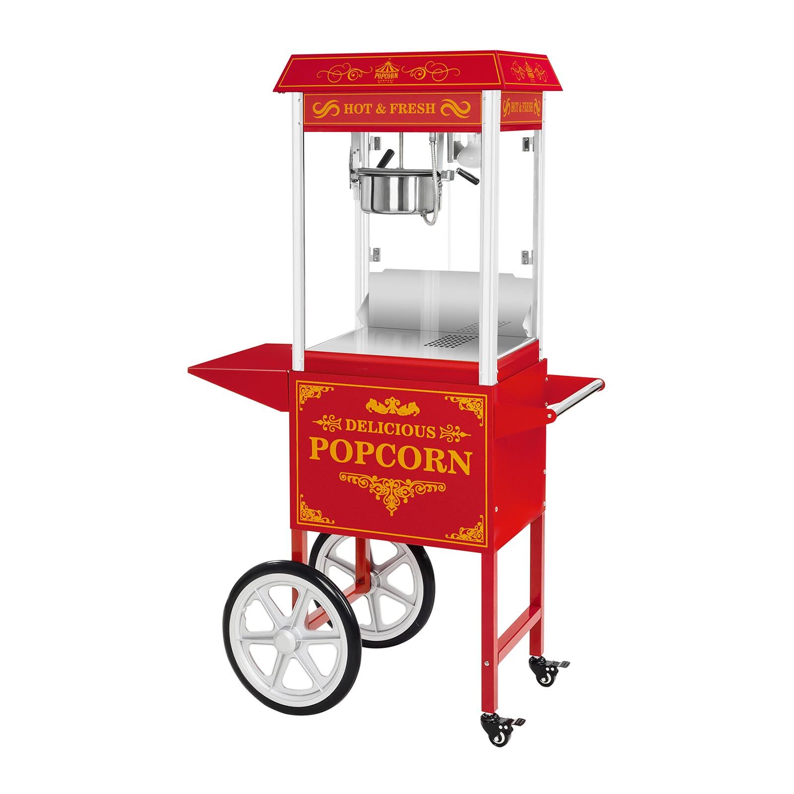 Royal Catering Popcornmaskin med vogn - Retro design - rød 10010537