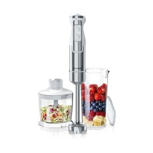 Arendo Edelstahl Stabmixer Set - vierflügeliges Messer - Pürierstab - Variabler Geschwindigkeitsregler + Turbotaste