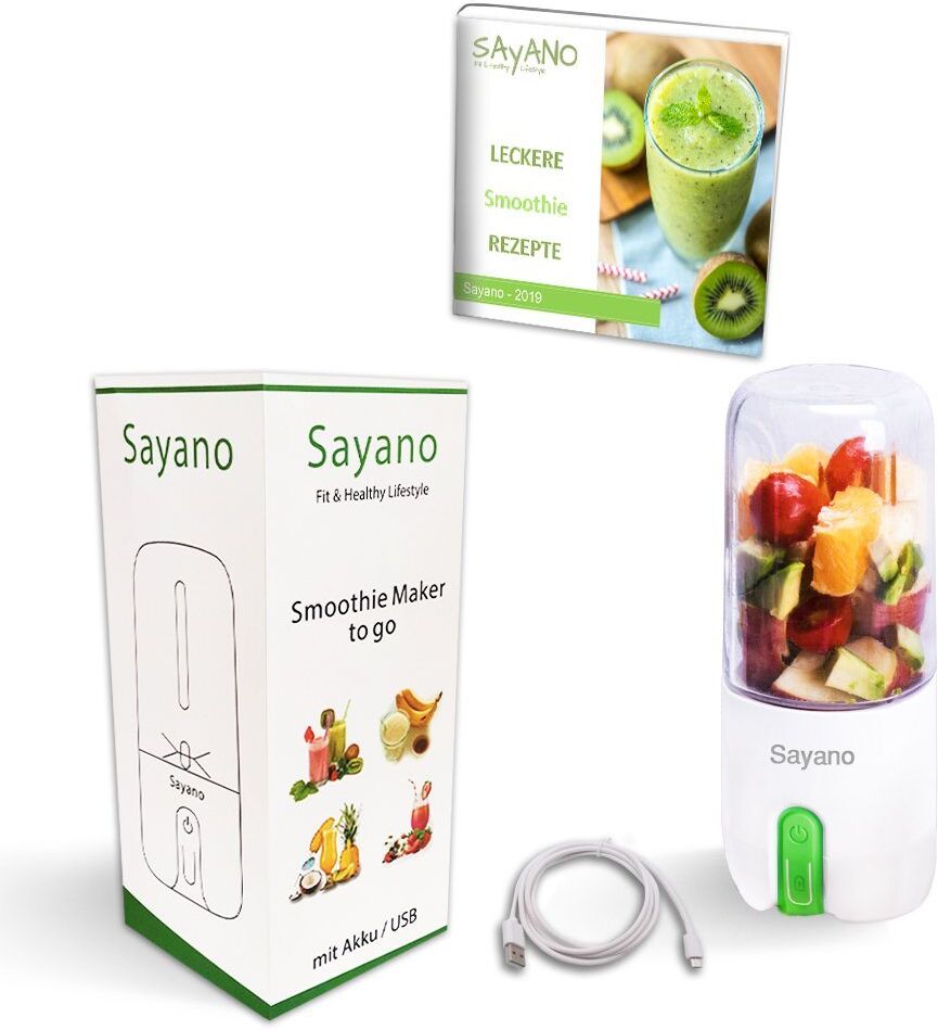 Sayano Akku-Smoothie-Maker 480ml Smoothie Mixer/Maker to go per USB aufladbar, 150 W