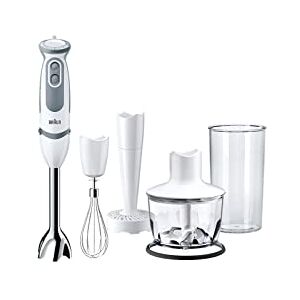 Braun Hogar MultiQuick 3V Batidora de Brazo, 11 Velocidades, Control de  Salpicaduras, Piezas Aptas para el Lavavajillas, Vaso de Plástico sin BPA  de 600 ml, Batidora Doble, MQ3105B, 750 W, Blanco 