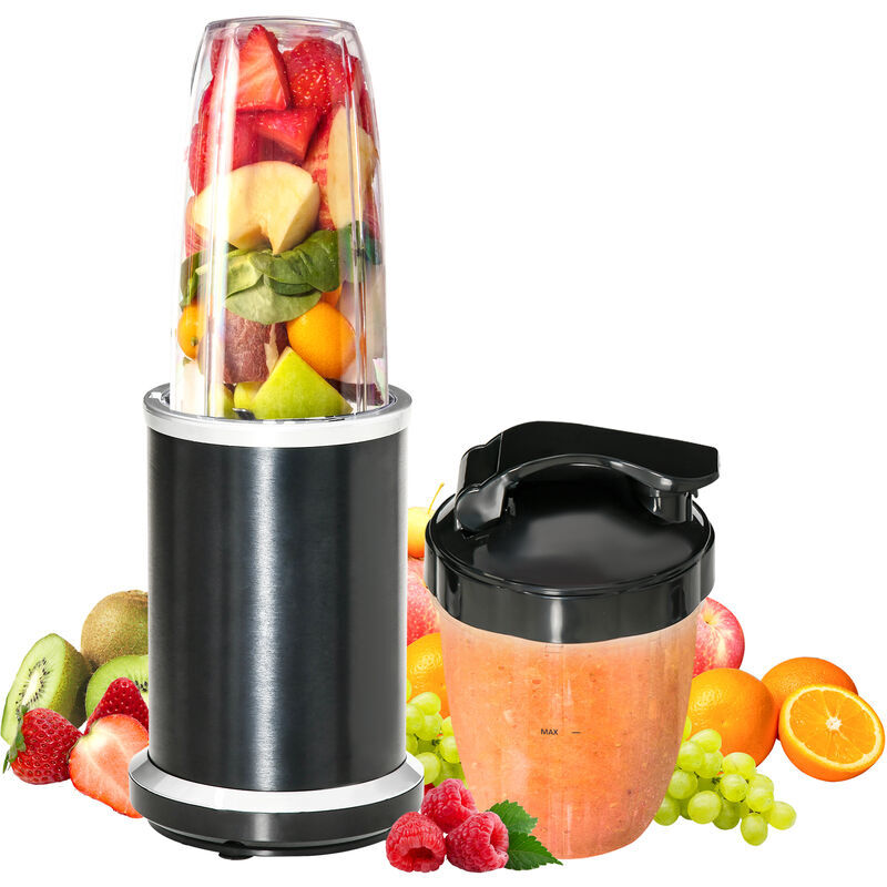 HOMCOM Countertop Blender 1000W Smoothie Maker with 0.7L and 0.35L Mix Cup - Black