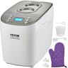 VEVOR Bread Maker, 15-in-1 3LB Dough Machine, Nonstick Ceramic Pan Automatic Breadmaker with Gluten Free Setting, Whole Wheat Bread Making, Digital, Programmable, 3 Loaf Sizes, 3 Crust Colors, White