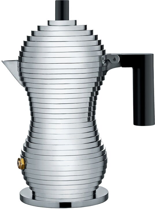 Alessi - Pulcina Espressokocher, 7 cl, silber / schwarz