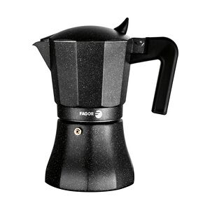 FAGOR Tiramisu Italienische Kaffeemaschine Aluminium 12 Tassen Kaffee, Silikondichtung, Vitrokeramik, Gas, Elektrisch, Schwarz.