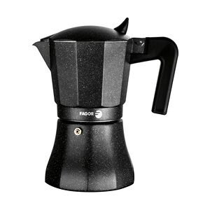 FAGOR Tiramisu Italienische Kaffeemaschine Aluminium 9 Tassen Kaffee, Silikondichtung, Vitrokeramik, Gas, Elektrisch, Schwarz.