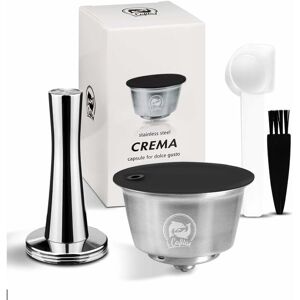 Kaffee-Tamper-Kit für Dolce Gusto Edelstahl-Kaffeemaschine + Dolce Gusto Edelstahl-Nachfüll-Kaffeemaschinen-Kapsel + Messlöffel + Bürste Hiasdfls