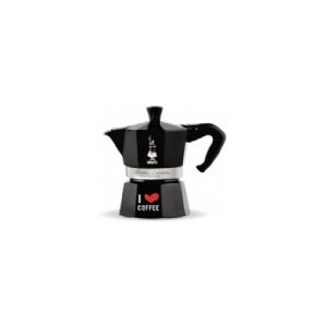 Bialetti Moka Express I Love Coffee, Moka gryde, 0,13 L, Sort, Aluminium, 3 kopper, Termoplast