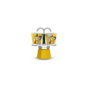 Bialetti Mini Express Lichtenstein, Moka gryde, Sølv, Gul, Aluminium, 2 kopper, 90 ml, 1 stk