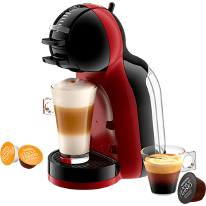 Cafetera de cápsulas - Krups Nescafé Dolce Gusto Mini Me KP123HAS, 1500 W, 15 Bar, 0.8 L, Calentamiento en 30 s, Selector cantidad bebida, Rojo