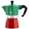 Bialetti 0005323, Mokkapannu, 0,24 L, Vihreä, Punainen, Valkoinen, Alumiini, 3 kuppia, Termoplastinen