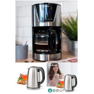 Nedis Cafetière Machine à café Programmable Inox 1.5L 900W + Bouilloire RETRO INOX 1L7 2200W - Publicité