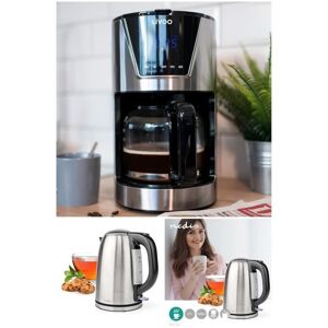 Nedis Cafetière Machine à café Programmable Inox 1.5L 900W + Bouilloire RETRO INOX 1L7 2200W - Publicité