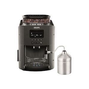 Krups Machine A Café Broyeur Grain, Mousseur De Lait, 2 Tasses Espressos Simultané, Nettoyage Automatique, Essential Grise Yy5