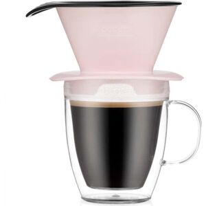 Bodum - Kit dripper plat Pour-Over Strawberry + mug double paroi plastique 35cl - BODUM - Publicité