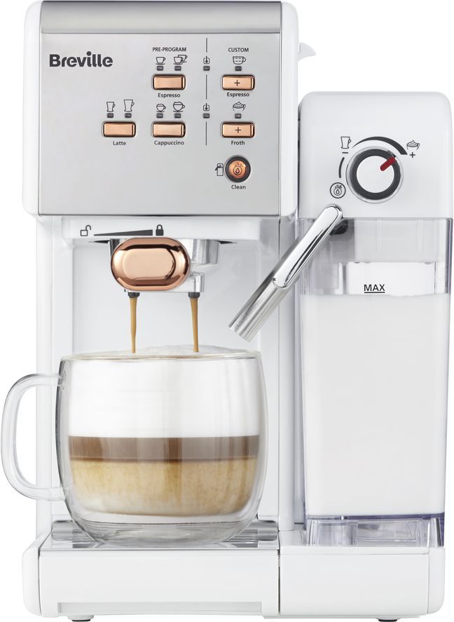 BREVILLE One-Touch VCF108 Coffee Machine - White &amp; Rose Gold, White