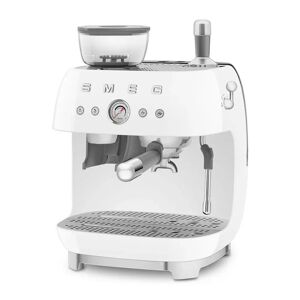 smeg macchina da caffè espresso manuale con macinacaffè integrato 50's style – bianco lucido – egf03wheu