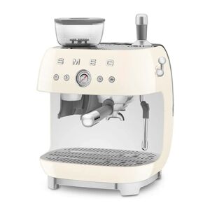 smeg macchina da caffè espresso manuale con macinacaffè integrato 50's style – panna lucido – egf03creu