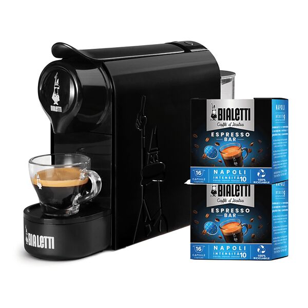 bialetti gioia nero + 32 caps macchina caffÈ capsule, nero