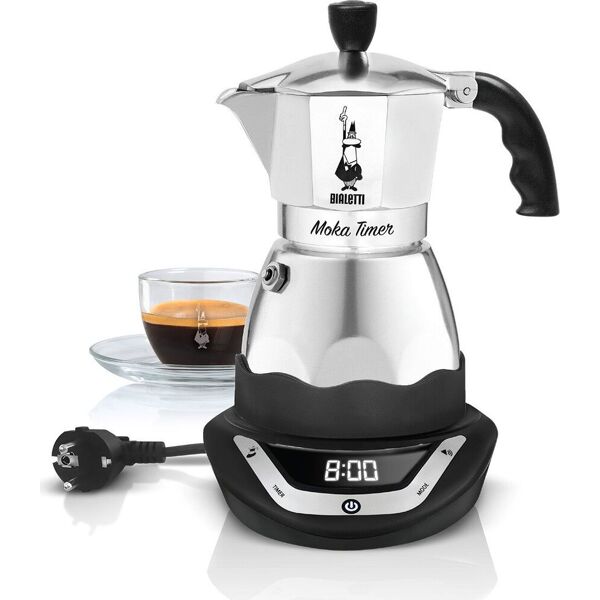 bialetti coffee timer 3 tz caffettiera elettrica moka 3 tazze sistema di ricarica macinato in polvere timer programmabile - 0006092eu moka timer