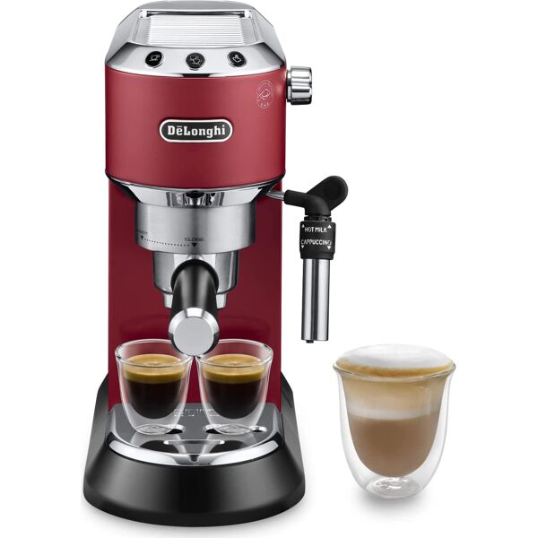 delonghi ec685.r dedica style macchina caffé cialde e caffé macinato in polvere espresso manuale con erogatore di vapore colore rosso ec685.r
