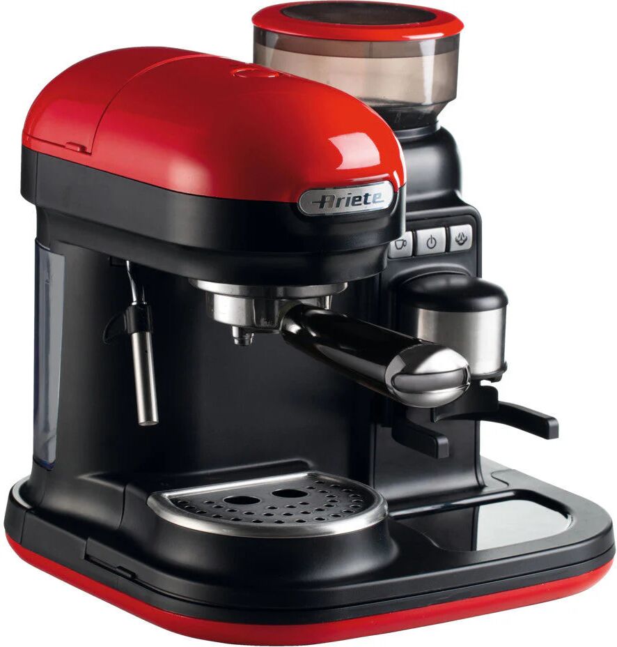 Ariete macchina per espresso con macinacaffe` integrato moderna cappuccinatore montalatte 1080w rosso/nero