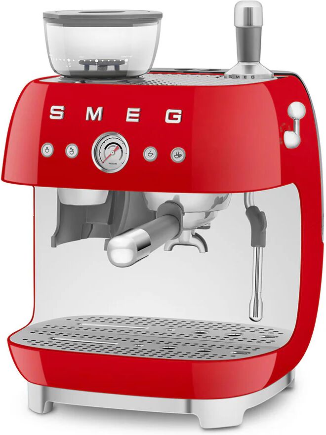 SMEG Macchina da Caffè Espresso Manuale con macinacaffè integrato 50's Style – Rosso LUCIDO – EGF03RDEU