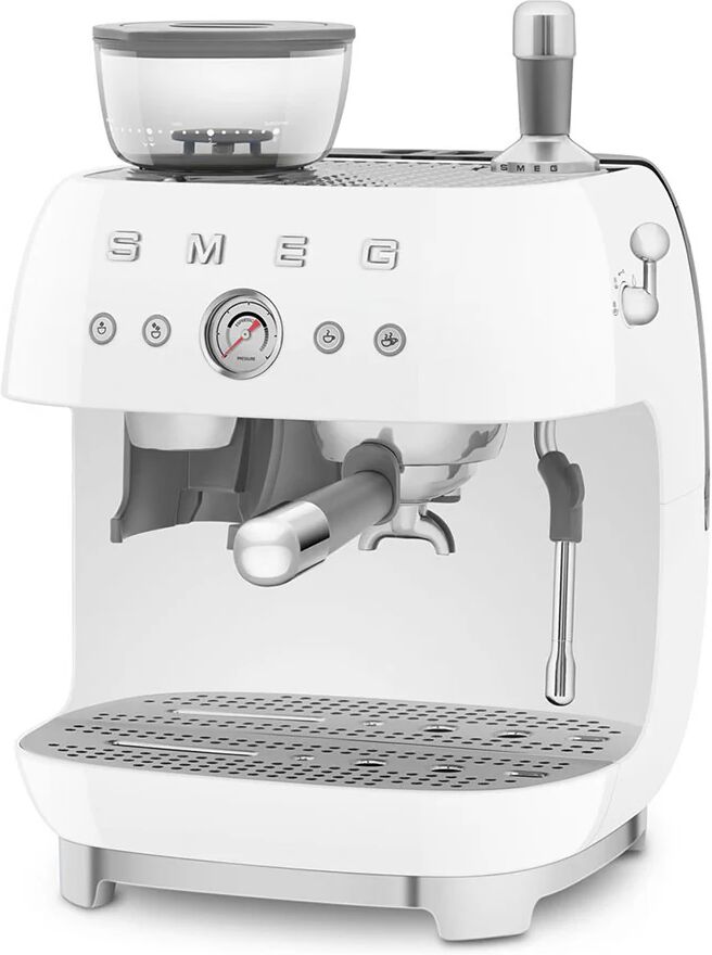 SMEG Macchina da Caffè Espresso Manuale con macinacaffè integrato 50's Style – Bianco LUCIDO – EGF03WHEU