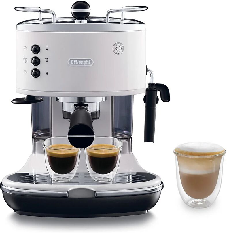 DeLonghi ECO 311.W Libera installazione Manuale Macchina per espresso 1.4L 2tazze Nero, Acciaio inossidabile, Bianco